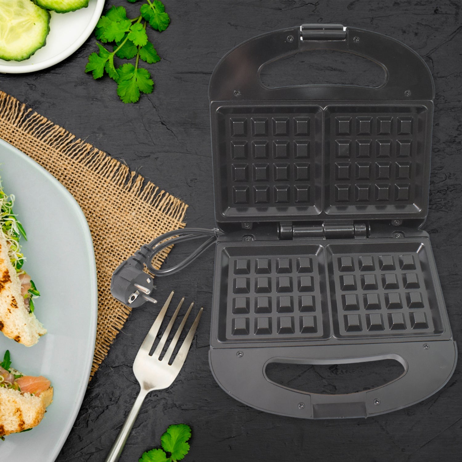 Waffle Maker, Makes 2 Square Shape Waffles| Non-Stick Plates| Easy to Use with Indicator Lights Waffle Maker, Makes 2 Square Shape Waffles| Non-Stick Plates| Easy to Use with Indicator Lights